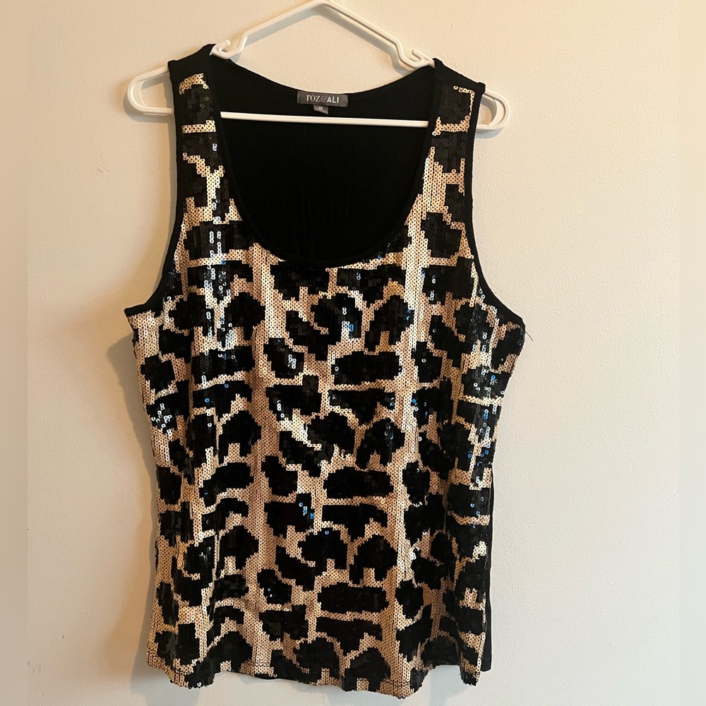 Sequin Cheetah sleeveless top